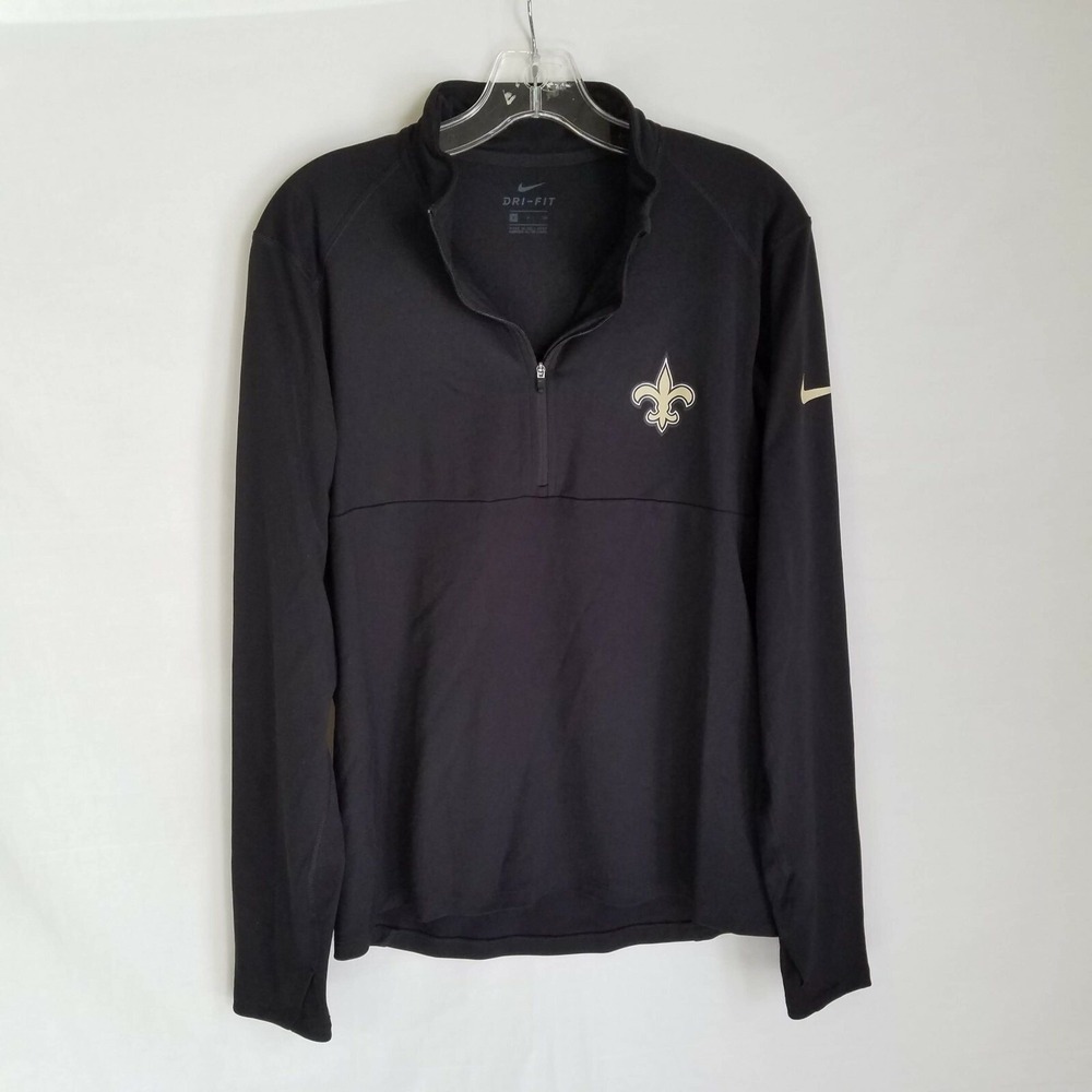Nike Womens New Orleans Saints 1/2 Zip Polyester L/S Pullover Shirt Size Small